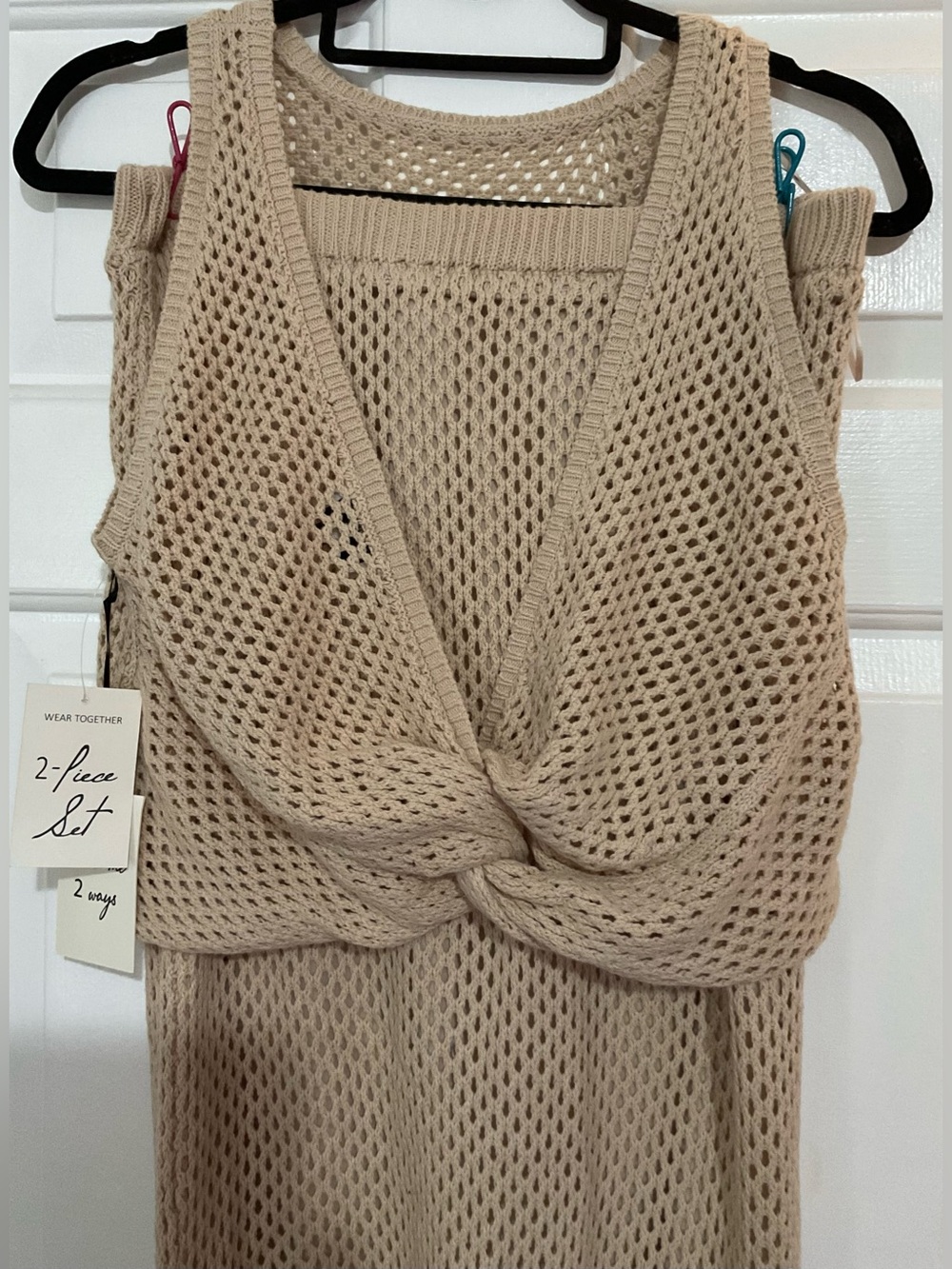 Freshman 1996 Beige Knit Midi Dress – 2-Piece Set - Picture 2 of 8